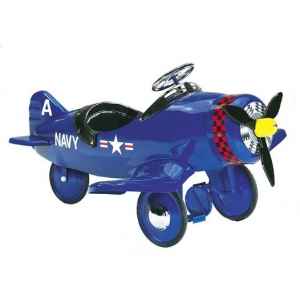 Porteur avion en metal a pedales bleu corsair AF-002
